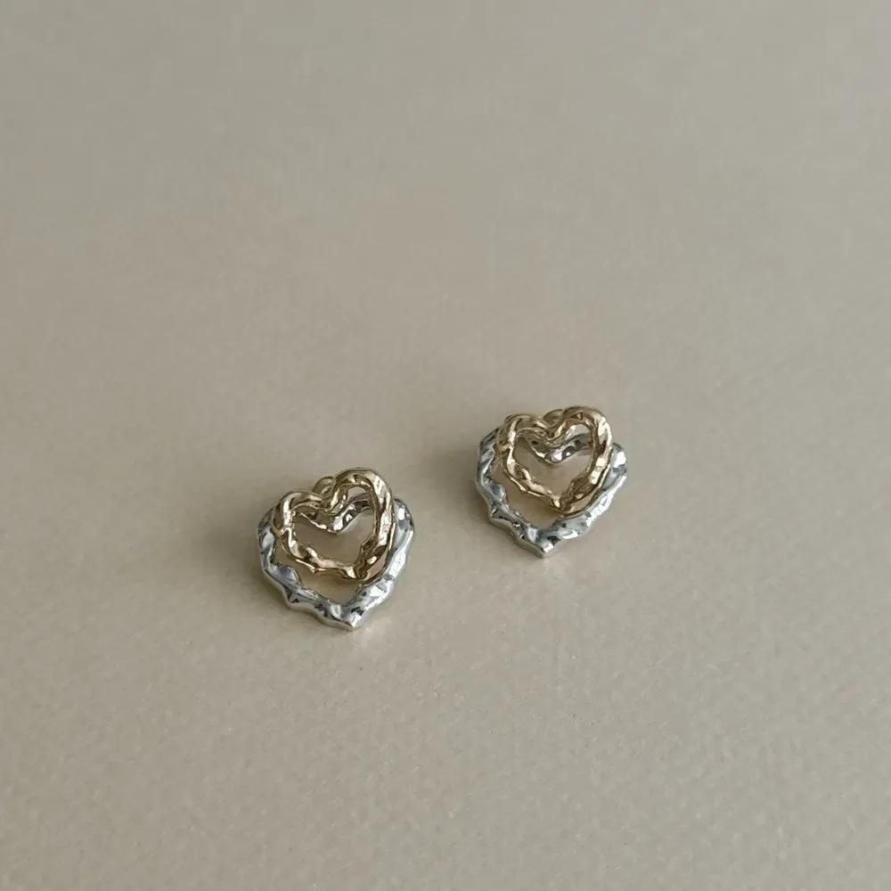 Hammered Heart Earrings N1818 - Picture 3 of 6